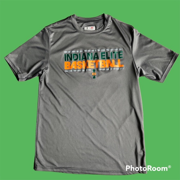 INDIANA ELITE BASKETBALL Shirt Short Sleeve Gray Small Men’s Fits like Boy’s XL - Picture 1 of 16